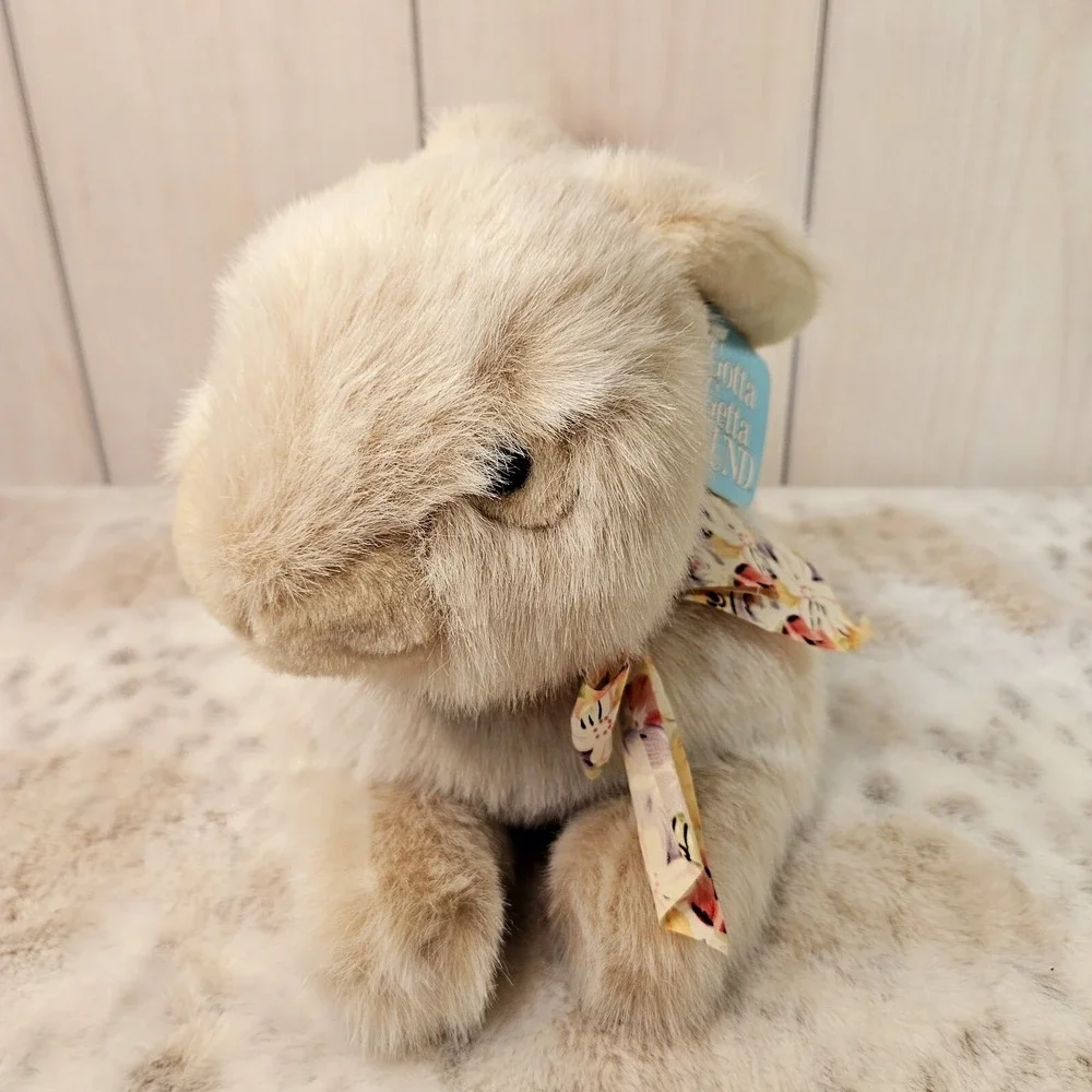 Gund Tan Floral Bow Plush Bunny Rabbit 14